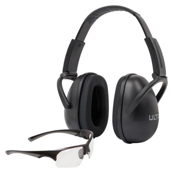 The Allen Company Inc. Allen ULTRX Blocker Eye & Ear Protection Combo Passive Ear Muffs 23dB Black Shooting Glasses Clear