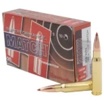 Hornady Superformance Match Rifle Ammunition, red box with three cartridges