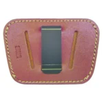 PS Products PS PROD BELT SLD HLSTR, tan leather front view with stitching and black belt clip