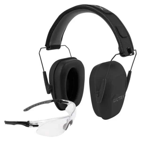 The Allen Company Inc. Allen ULTRX Shield Ear & Eye Combo Passive Earmuff 23dB Midnight Grey Shooting Glasses Clear