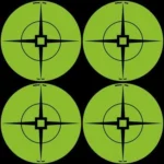 Birchwood Casey Targets Green Target Spots, four round green targets with black crosshairs