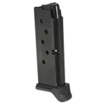 Ruger Handgun Magazine for LCP II, black front view with witness holes and extended baseplate