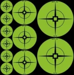 Birchwood Casey Target Spots Green Assortment, sheet of green bullseyes in three sizes