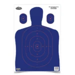 Birchwood Casey Dirty Bird BC-27 Silhouette Target, blue front view with orange rings and side zones