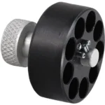 HKS M Series Speedloader, angled view of black nine-chamber loader with silver knob