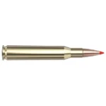 Hornady American Whitetail Tipped SST Rifle Ammunition, side view of brass cartridge with red tip