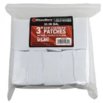 KleenBore 3-inch Bore Cleaning Patches, white patches visible in clear labeled bag