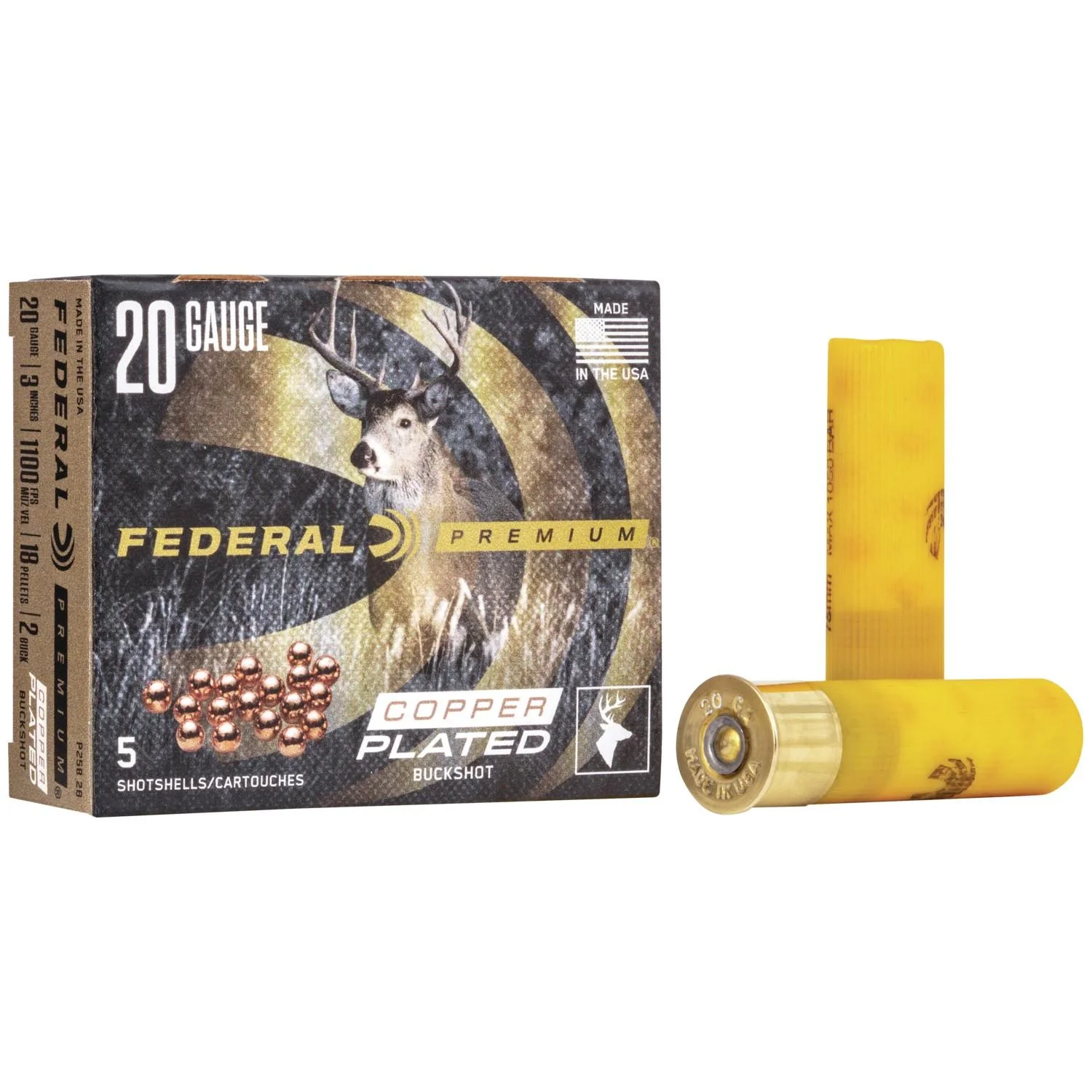 primary-47823 Federal Premium Vital-Shok, box and three yellow shells shown, including one shell base