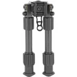 Truglo Tac-Pod Carbon Bipod, black and grey folded front view with Picatinny mount