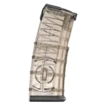 Elite Tactical Systems Group ETS Gen 2 AR15 Rifle Magazine, translucent smoke side view with coupler