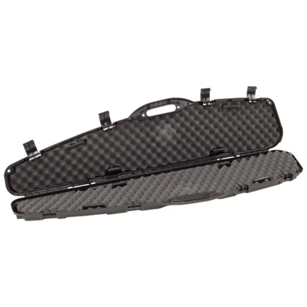 Plano PillarLock Pro-Max Scoped Gun Case, open black case with egg-crate foam and latches