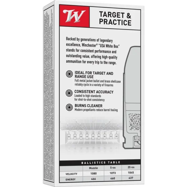 Winchester Ammunition Winchester Target Handgun Ammunition 10mm Auto 180 gr. FMJ 1080 fps 50/ct