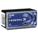 Federal FED GMSHK, blue and black ammunition box in angled front view