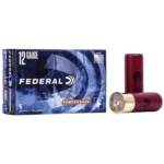Federal FED PWRSHK ammunition, blue box with three red shotgun shells displayed