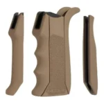 Hogue AR15/M16 Modular Rubber Grip, flat dark earth grip and inserts shown from three views