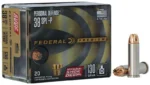 Federal Personal Defense Hydra-Shok Deep, black ammunition box with two cartridges, front view