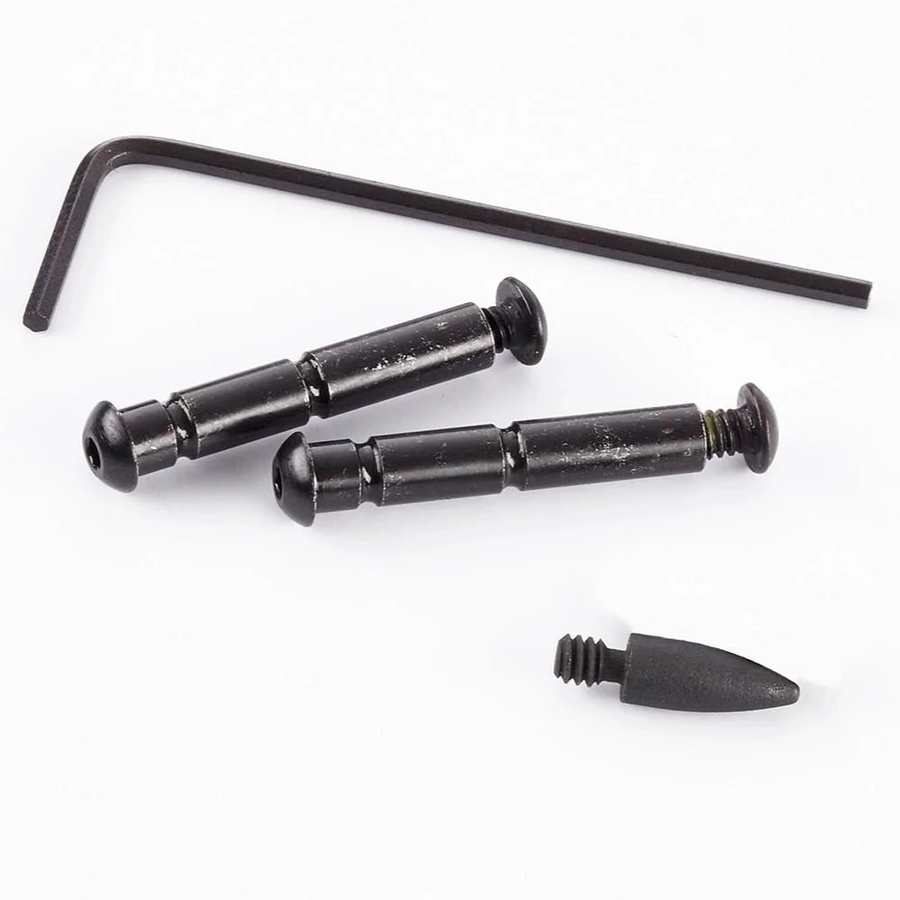 primary-47933 WILSON PIN SET ANTI-WLK HMR/TRGR BLK, black pins, screws and hex key arranged on white