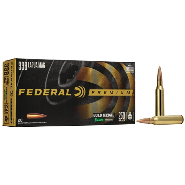 Federal Cartridge Co. Federal Premium Gold Medal Rifle Sierra MatchKing Ammunition .338 Lapua Mag 250 gr BTHP 2950 fps
