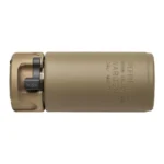 SUREFIRE WARDEN-BLAST MULTI CAL DE tan cylindrical device with dark mounting collar, side view