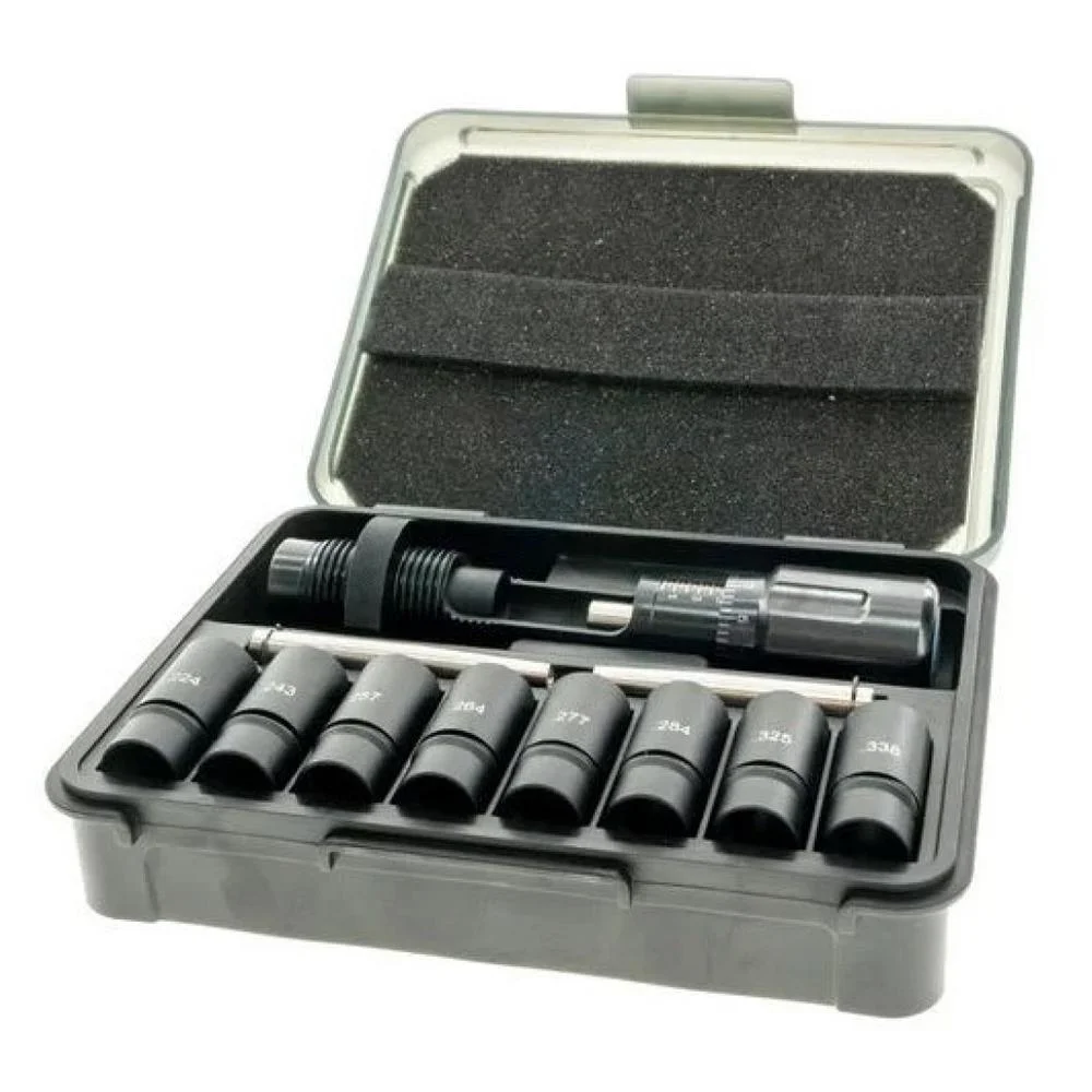 primary-47999 Frankford Arsenal Universal Bullet Seating Die, open gray case with die and multiple inserts