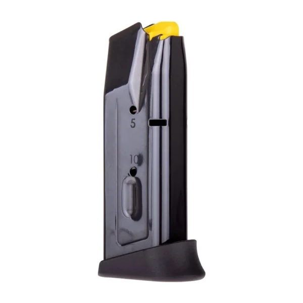 Taurus G3C Handgun Magazine, black angled view with yellow follower and wide base plate