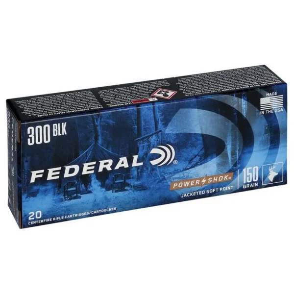 Federal Cartridge Co. Federal Power-Shok Rifle Ammunition .300 AAC Blackout 150 gr SP 1900 fps 20/ct