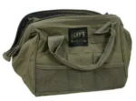 Bulldog Cases Ammo & Accessory Bag, green front view with handles, pockets and mesh panel