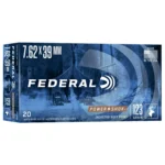 Federal Power-Shok blue ammunition box shown from the front