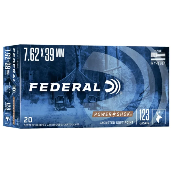 Federal Cartridge Co. Federal Power-Shok Rifle Ammunition 7.62x39mm 123 gr SP 2350 fps - 20/ct