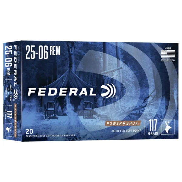 Federal Cartridge Co. Federal Power-Shok Rifle Ammunition .25-06 Rem 117 gr SP 3030 fps - 20/ct
