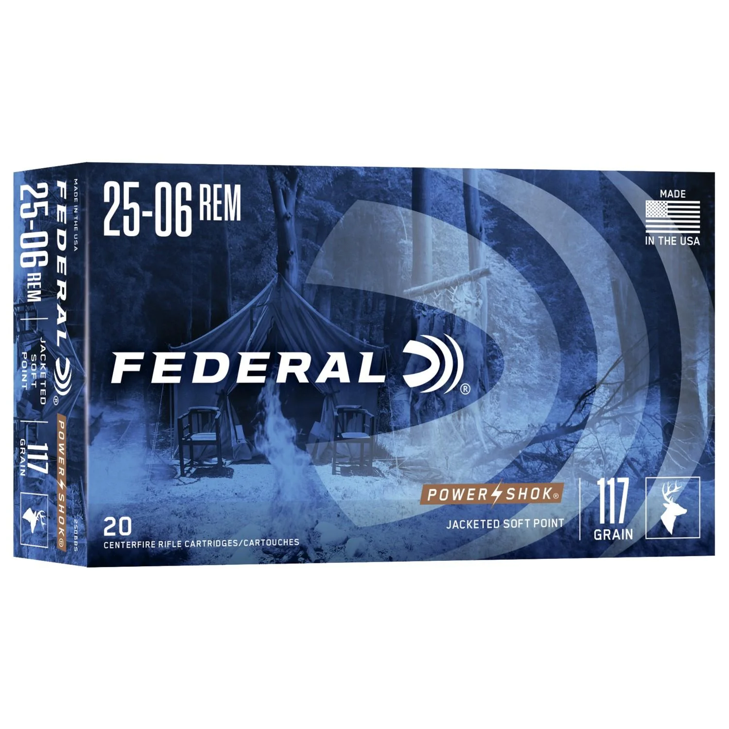 primary-48055 Federal Cartridge Co. Federal Power-Shok Rifle Ammunition .25-06 Rem 117 gr SP 3030 fps - 20/ct