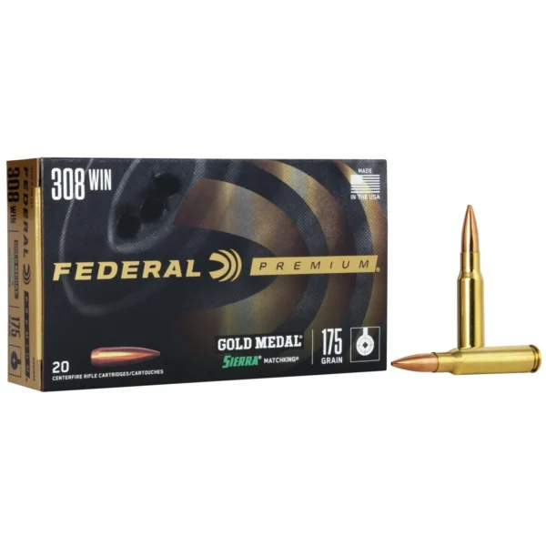 Federal Cartridge Co. Federal Premium Gold Medal Sierra MatchKing Rifle Ammunition .308 Win 175 gr BTHP 2600 fps - 20/ct