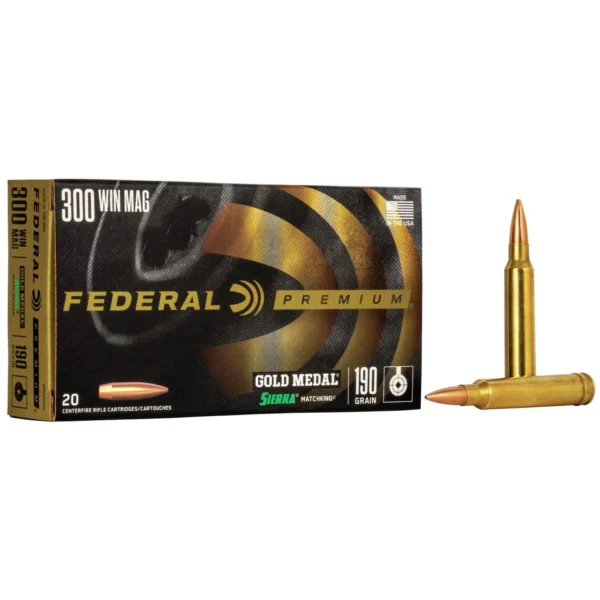 Federal Cartridge Co. Federal Premium Gold Medal Sierra MatchKing Rifle Ammunition .300 Win Mag 190 gr BTHP 2900 fps - 20/ct