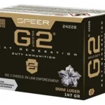 Speer Ammunition SPR GOLD DOT G2, black and gold ammunition box shown from front and right side