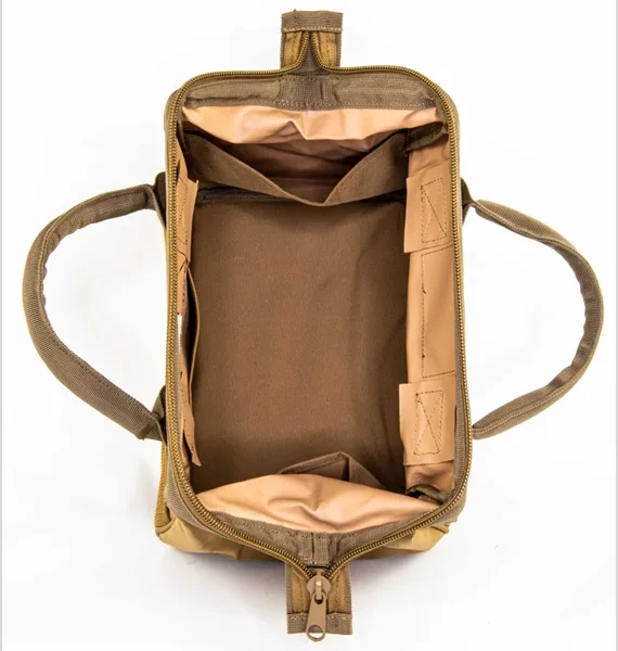 Full Forge Range Tool Bag, tan bag viewed from above with main compartment open