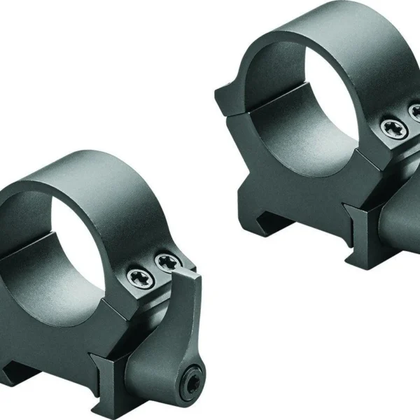 Leupold 2-Piece Precision-Fit QRW2 rings, matte black, angled view with quick-release levers