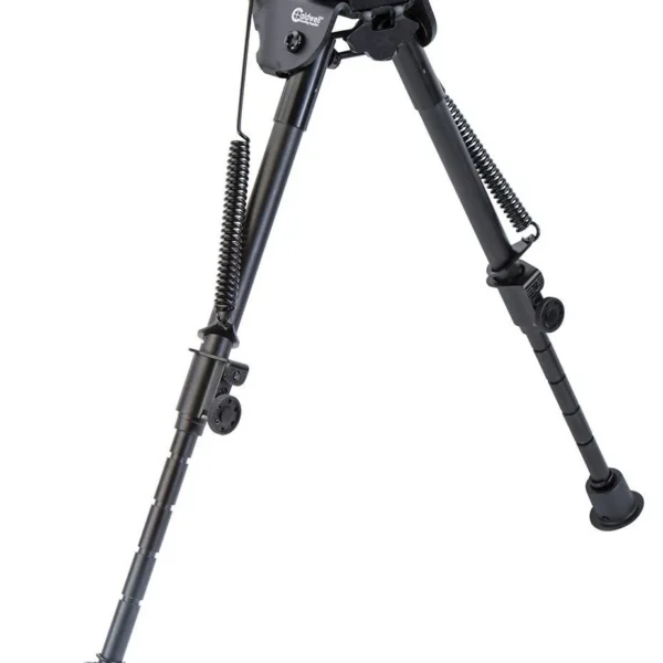 AOB Caldwell Pic Rail XLA Fixed Bipod, black front view with extended folding legs