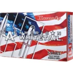 Hornady HRNDY AW ammunition box with red, white and blue flag design, front view