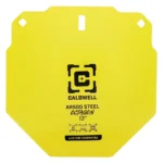 AOB Caldwell AR500 Octagon Target, bright yellow front view with mounting holes and black logo
