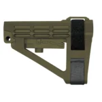 SB Tactical SBA4 brace, OD green right-side view with black strap and triangular frame