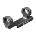 Leupold Mark AR Integral Mount, matte black angled view with two scope rings and base