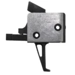 CMC AR-15 9MM Match Trigger Flat, side view of silver housing with black flat trigger