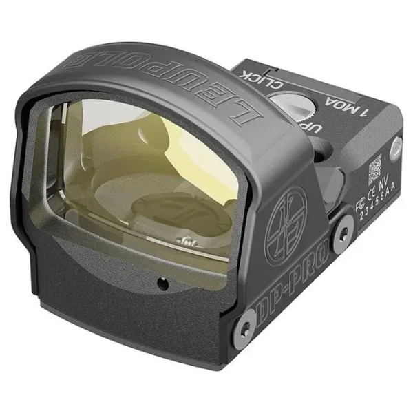 Leupold DeltaPoint Pro Reflex Sight, matte black three-quarter front view with amber-tinted lens