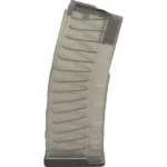 Mission First Tactical MAG MFT EXD, translucent gray curved magazine, side view