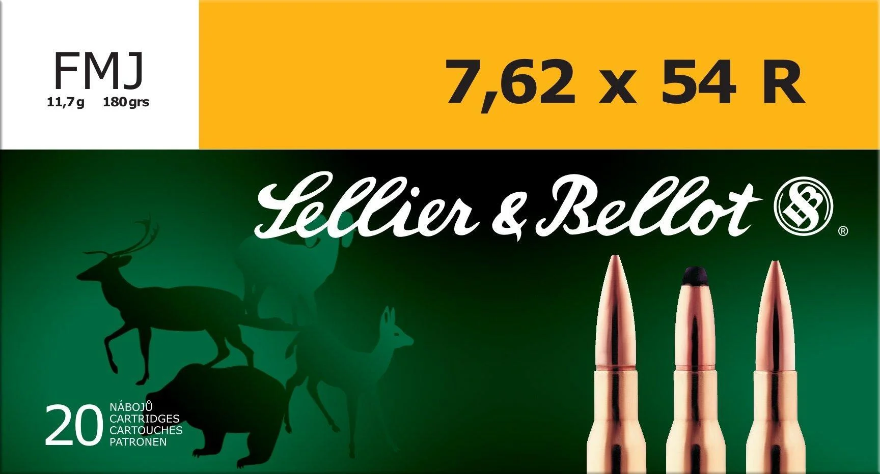 primary-48219 Mag-Tech/Sellier- Bellot Sellier & Bellot Rifle Ammunition 7.62x54R 180 gr 2580 fps FMJ 20/ct
