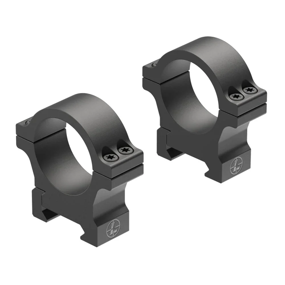 primary-48222 Leupold Open Range Cross-Slot Rings, two matte black scope rings, angled view