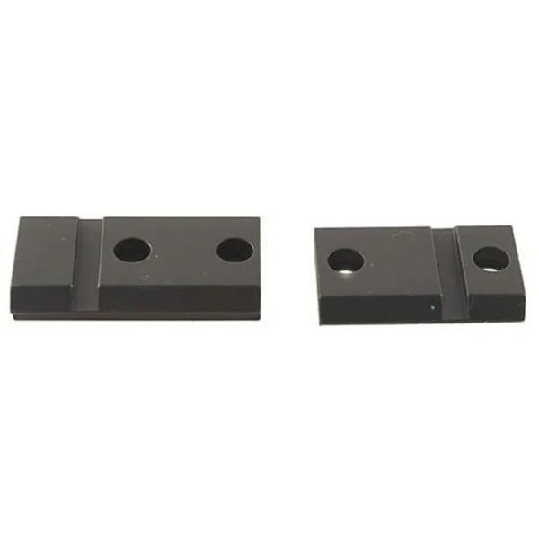 Leupold LEUP QRW REM 700 2PC BASE MATTE, two black mounting bases in top view