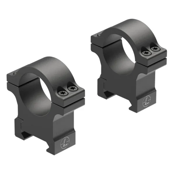 Leupold LEUP OPEN RANGE CS RINGS 1-inch HI MATTE, pair of black rings in angled front view