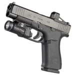 Streamlight TLR-7 Glock Sub black tactical light mounted beneath a black Glock pistol