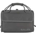 ALLEN ROLLINS DBL HANDGUN CASE GRAY, front view with flap pocket, handles and shoulder strap